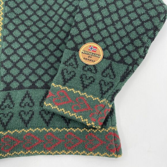 Northfjord of Norway Lined Wool Cardigan Sweater Womens‎ Large Green - Picture 5 of 8